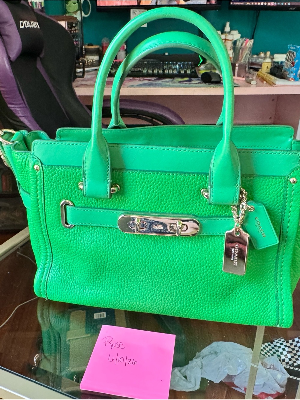Coach Kelly Green Swagger Carryall